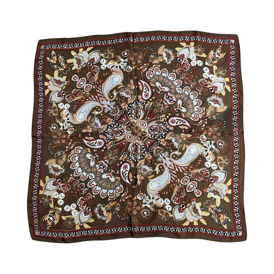 Blomster Satin Tørklæde Brun| MAS SELECTION