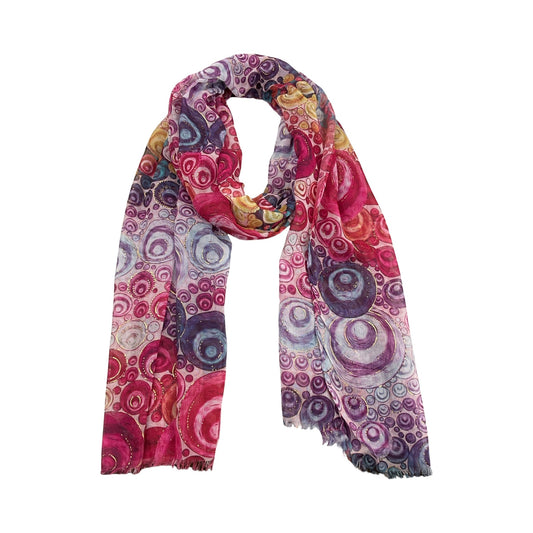 Blød Tørklæde i Cirklemønster i Rød og Lilla| MAS SELECTION