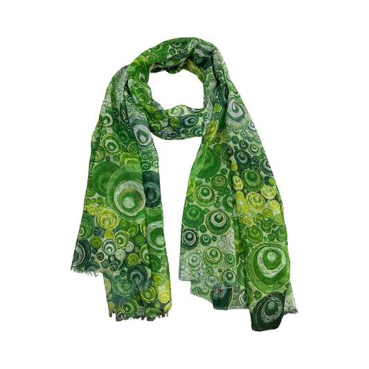 Blød Tørklæde i Cirklemønster i Grøn| MAS SELECTION