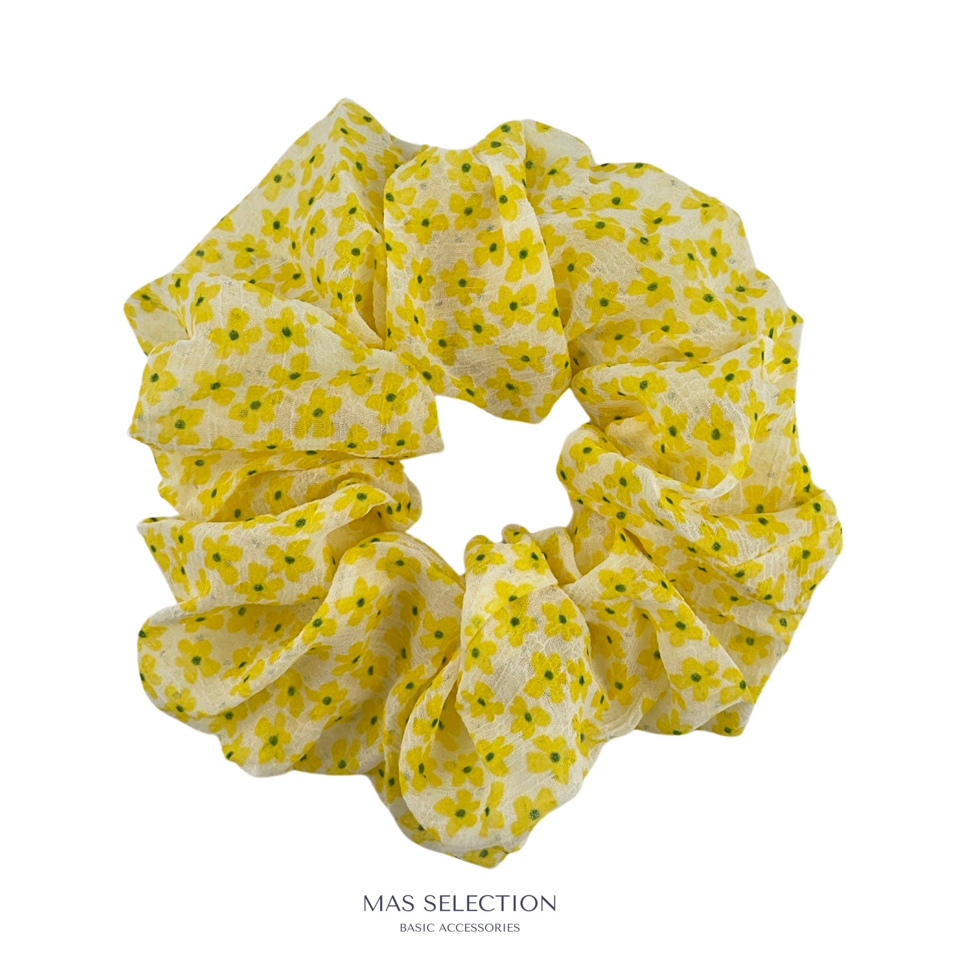 Stor Scrunchie Blomsterprint Gul| MAS SELECTION