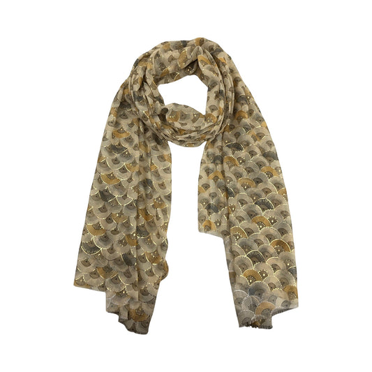 Blød Tørklæde i Viftemønster i Beige| MAS SELECTION