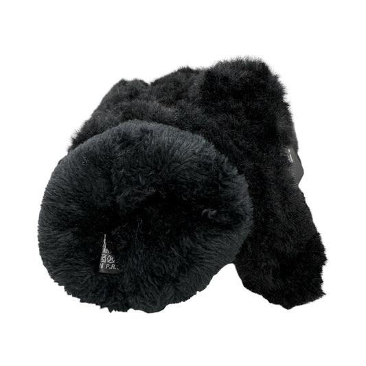 Indersiden af de fluffy og varme sorte luffer fra MAS SELECTION – viser det bløde fór