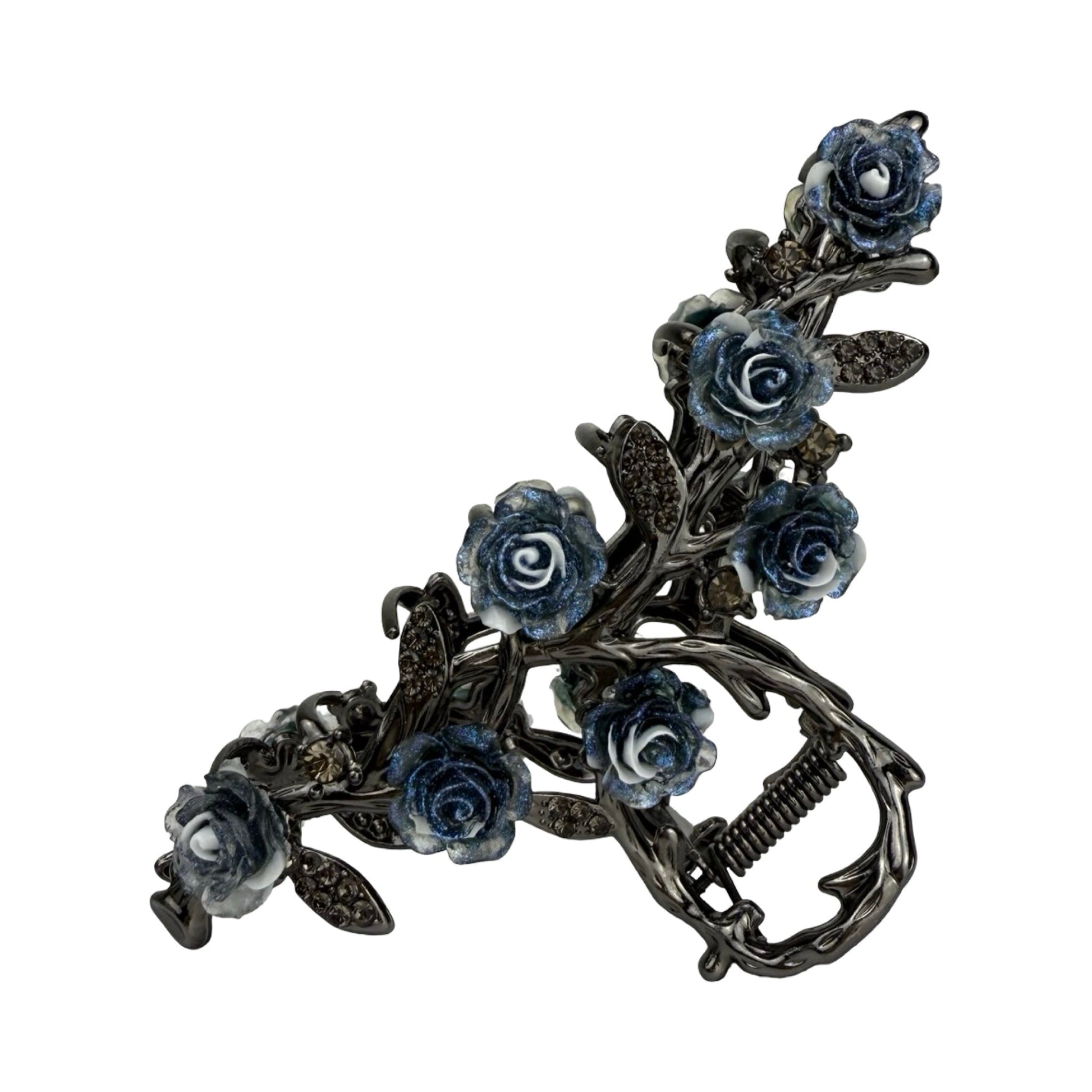 Sølv hårklemme med blå blomster | MAS SELECTION