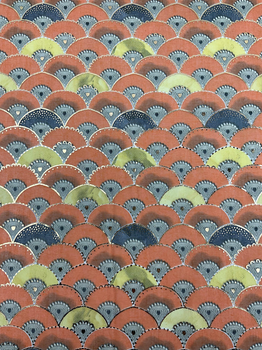 Blød Tørklæde i Viftemønster i Orange| MAS SELECTION