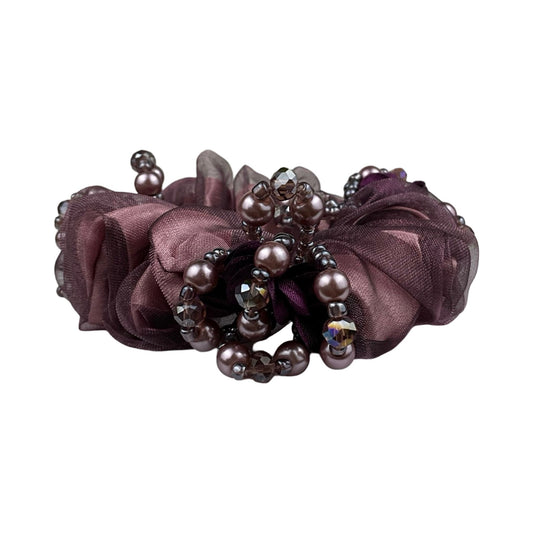 Blomster og Stendecoreret Scrunchie Lilla| MAS SELECTION