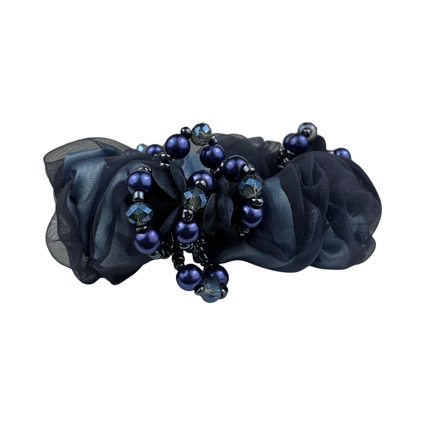 Blomster og Stendecoreret Scrunchie Blå
