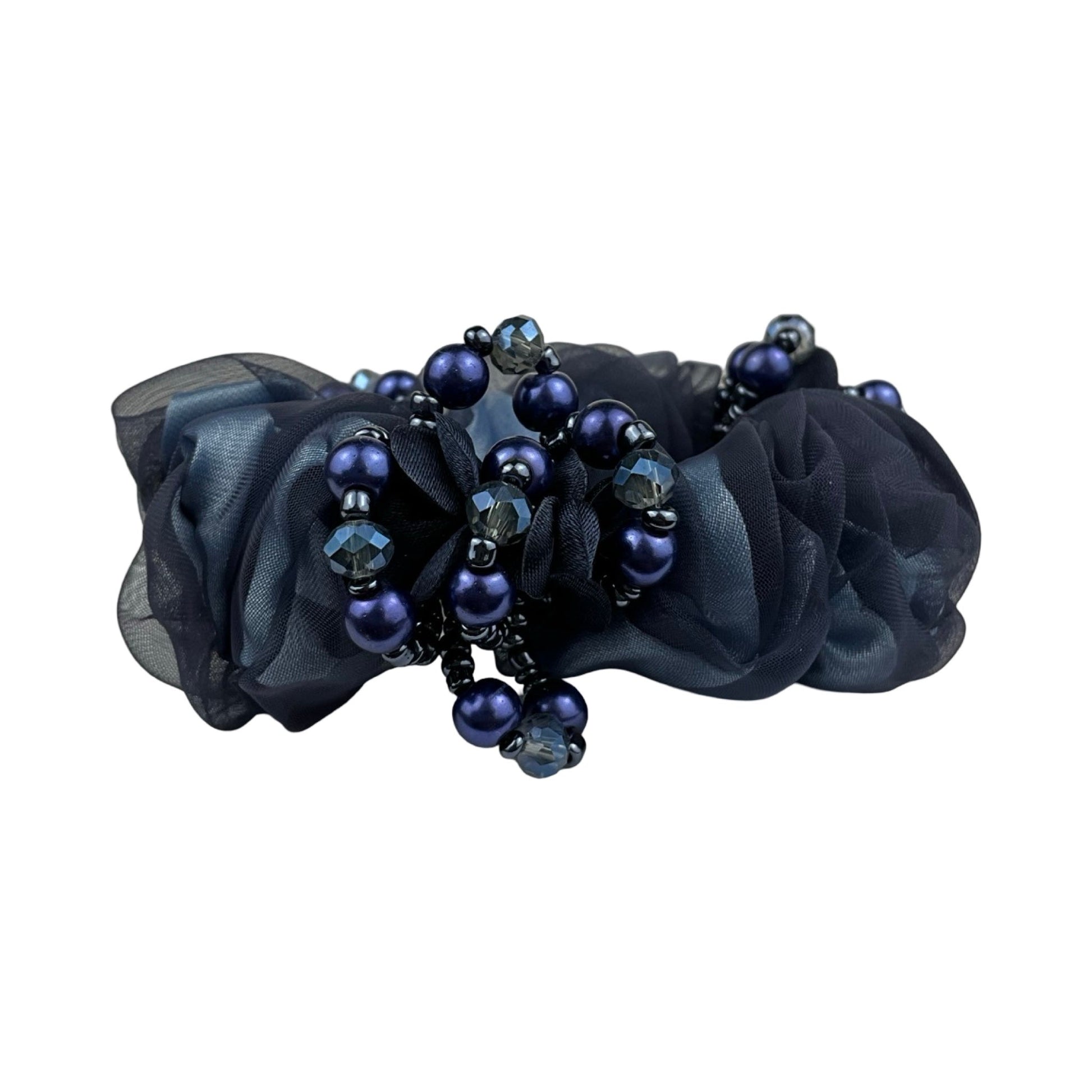 Blomster og Stendecoreret Scrunchie Blå| MAS SELECTION