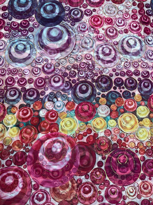 Blød Tørklæde i Cirklemønster i Rød og Lilla| MAS SELECTION