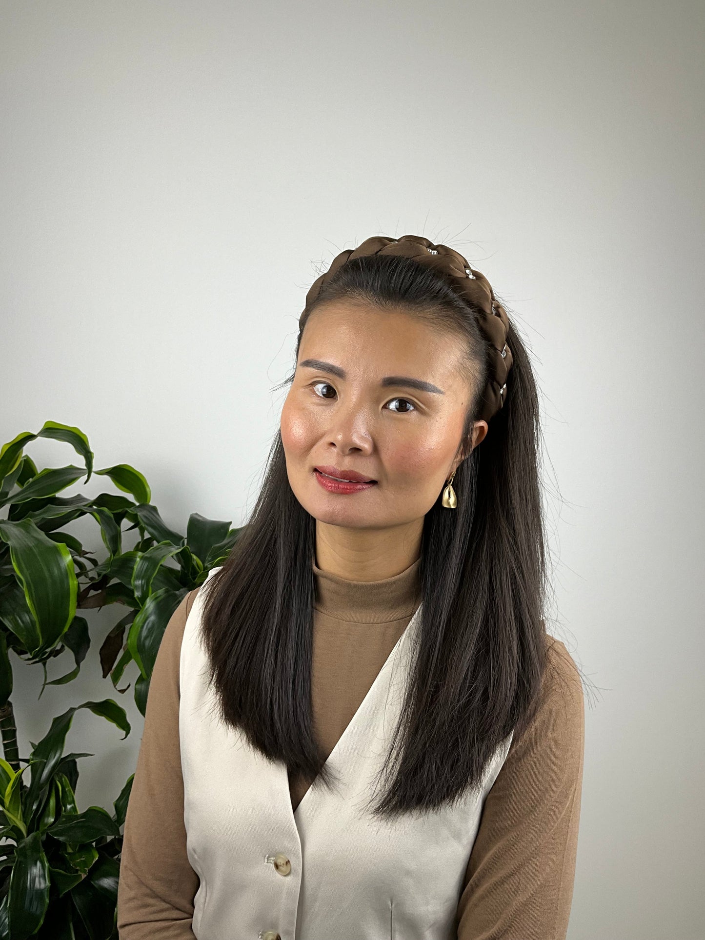 Hårbøjle med Diamant Mørkebrun| MAS SELECTION