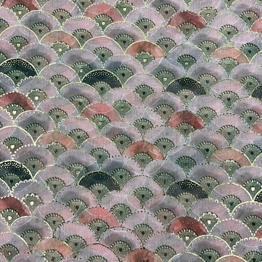 Blød Tørklæde i Viftemønster i Lyserød| MAS SELECTION