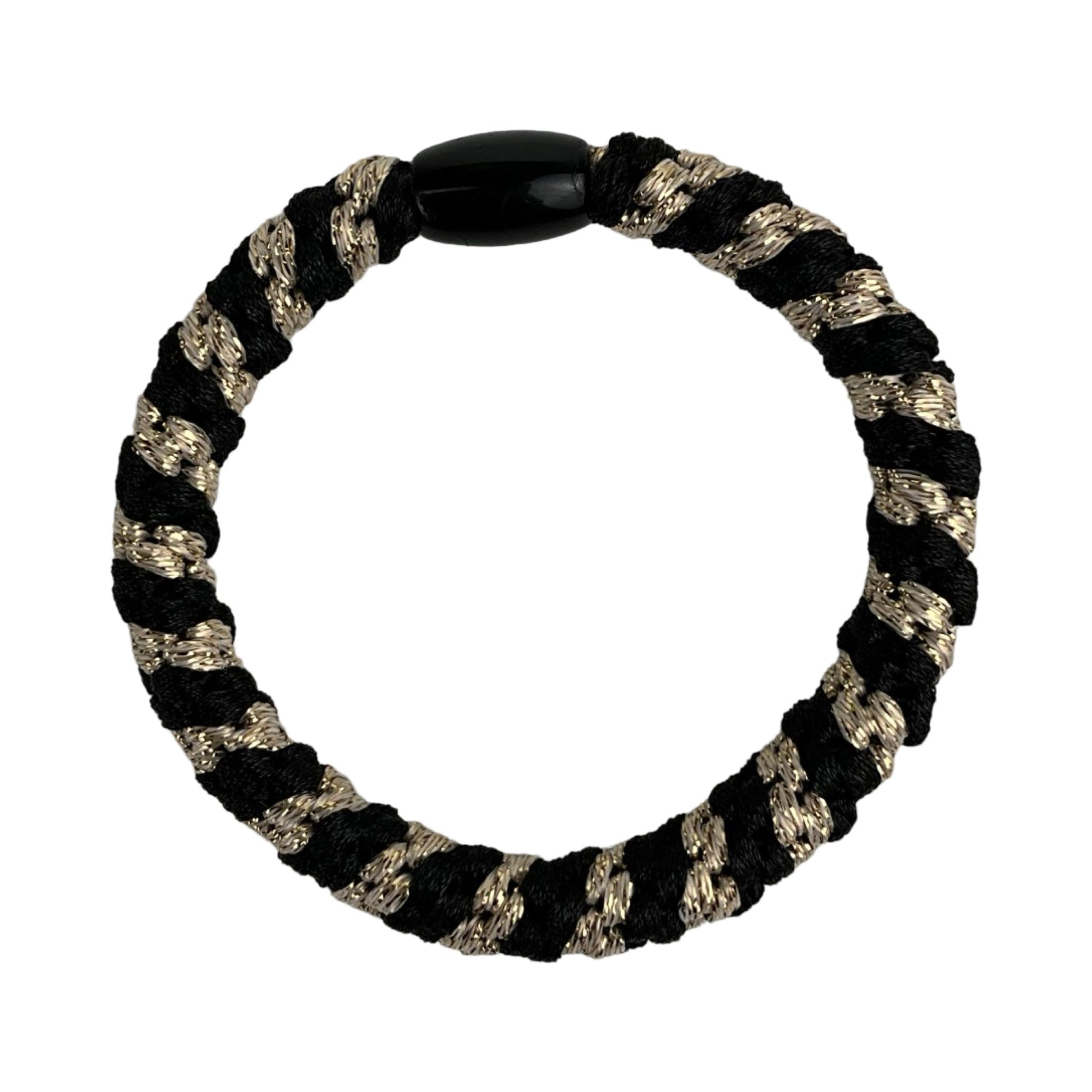 Strikket hårelastik sort med glimmer| MAS SELECTION