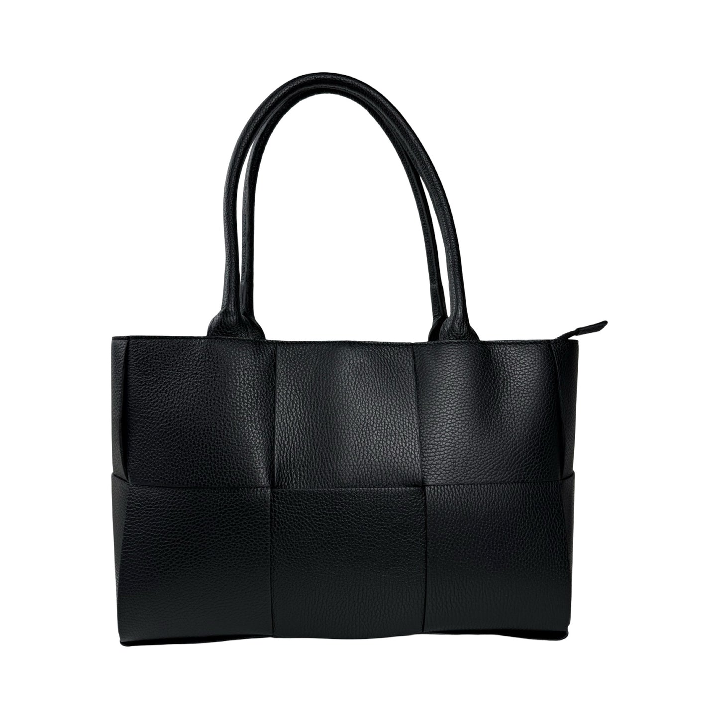 Flettet Skuldertaske i Ægte Læder Sort | MAS SELECTION