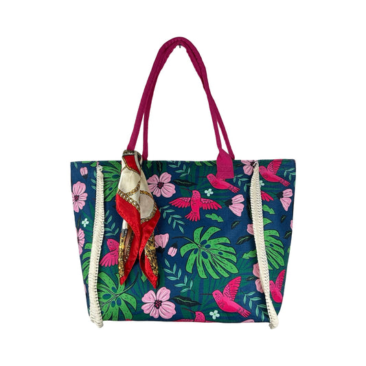 Blomstrende Stor Shopper Mørkeblå| MAS SELECTION