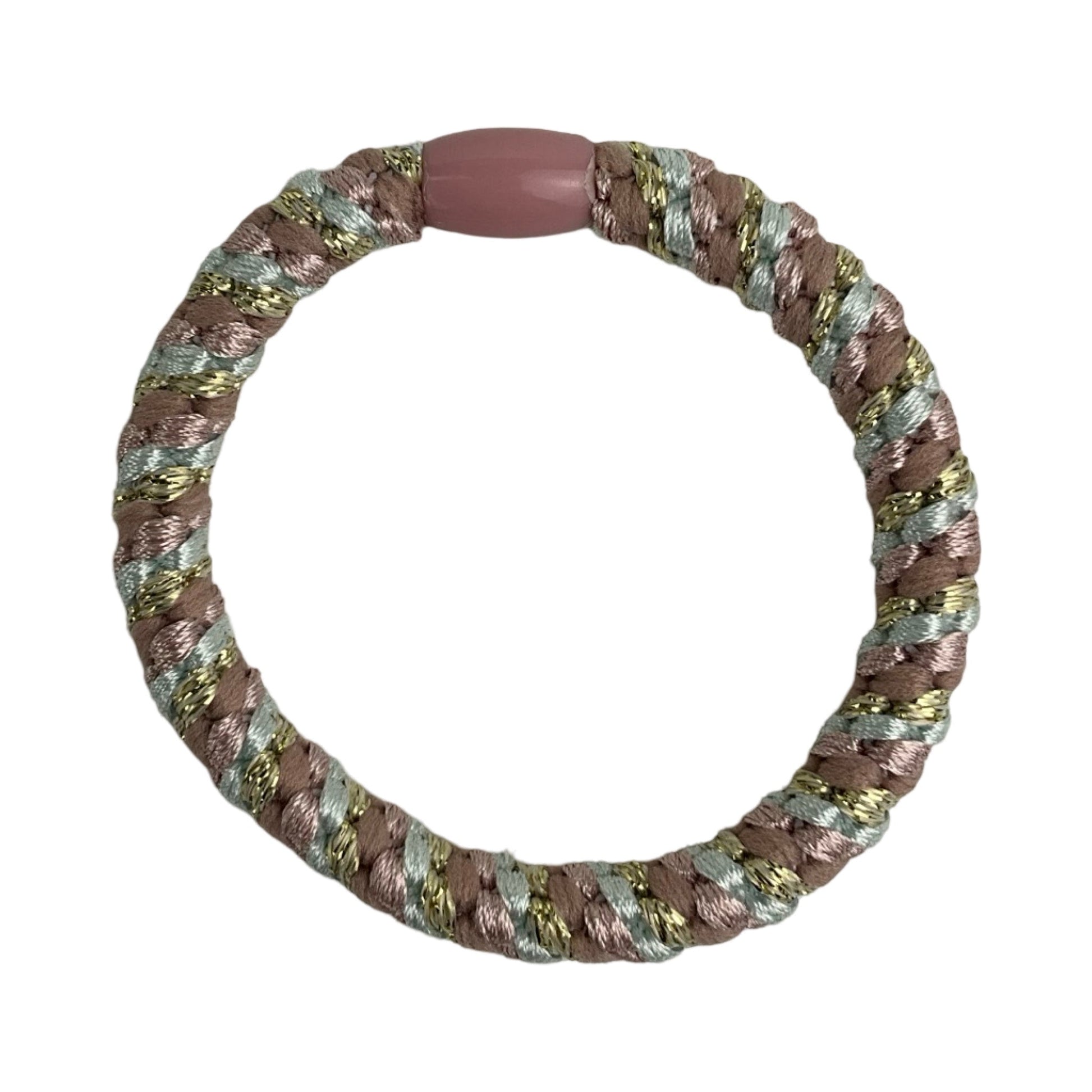 Strikket hårelastik lyserød og grøn med glimmer| MAS SELECTION