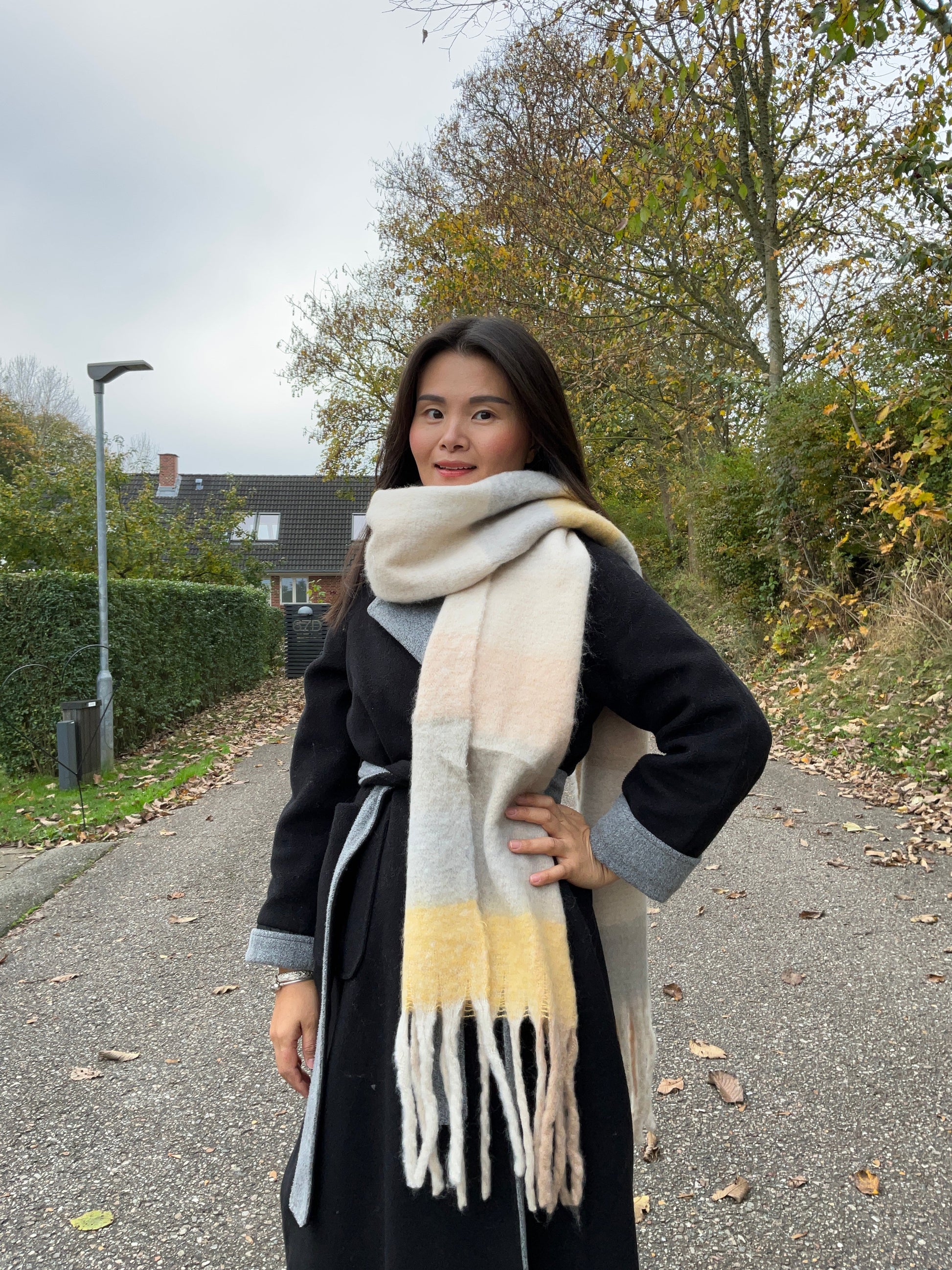 Stor Check Vintertørklæde Bordeaux| MAS SELECTION