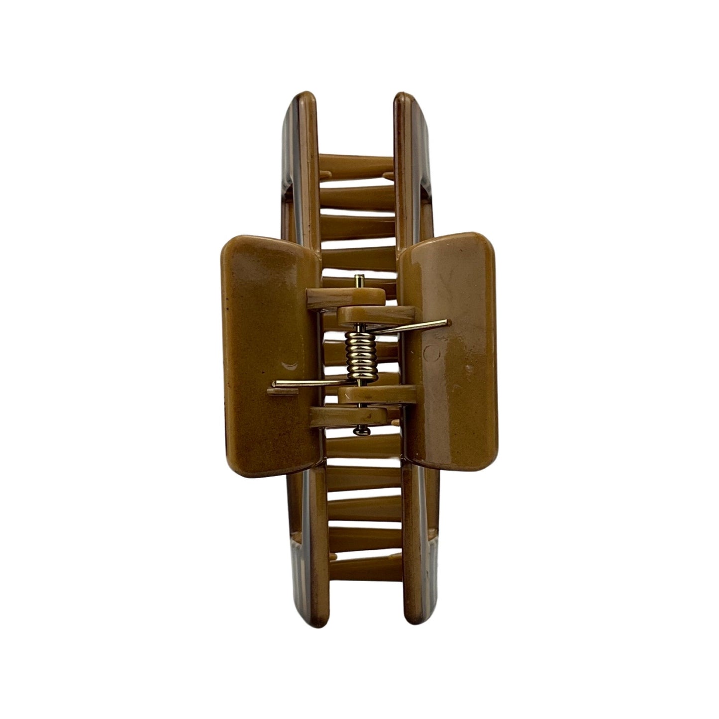 Medium Hårklemme Rektangel Design Beige og Brun | MAS SELECTION