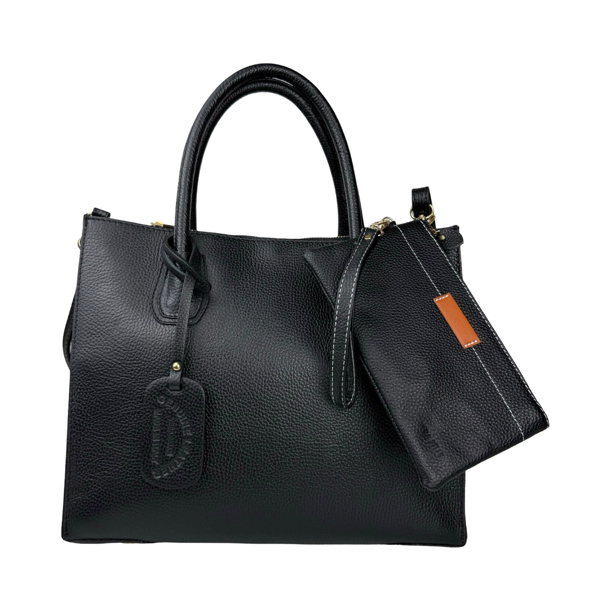 Ægte Læder Clutch i Sort