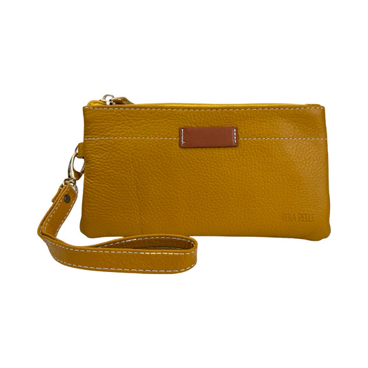 Ægte Læder Clutch i Gul