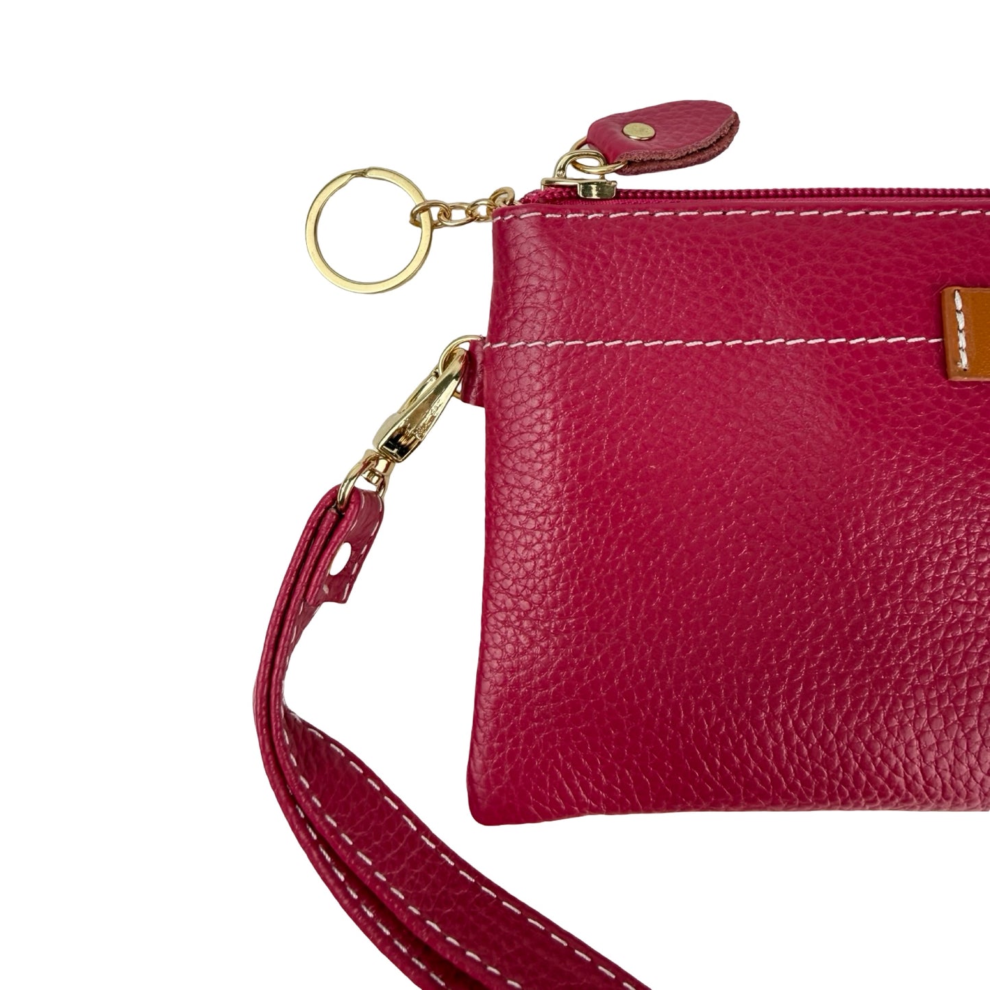 Ægte Læder Clutch i Fuchsia