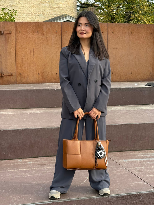 Flettet Skuldertaske i Ægte Læder Brun | MAS SELECTION