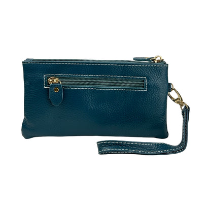 Ægte Læder Clutch i Turkis