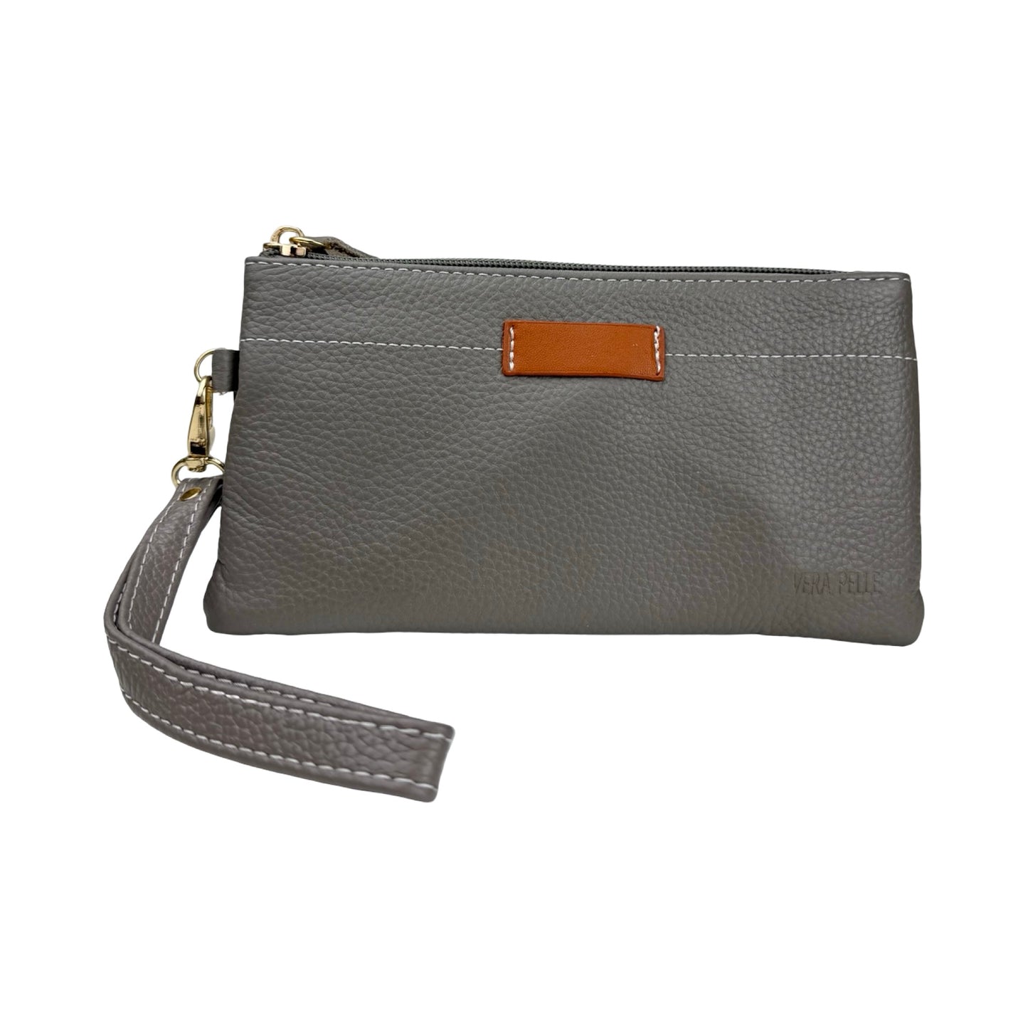 Ægte Læder Clutch i Grå
