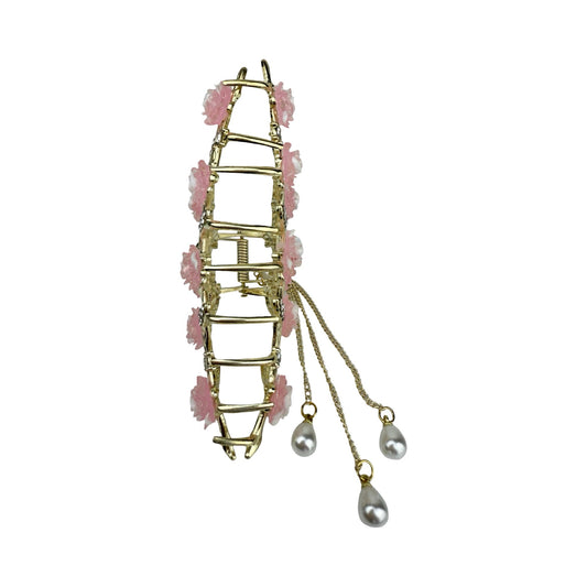 Elegant hårklemme med lyserød rose | MAS SELECTION