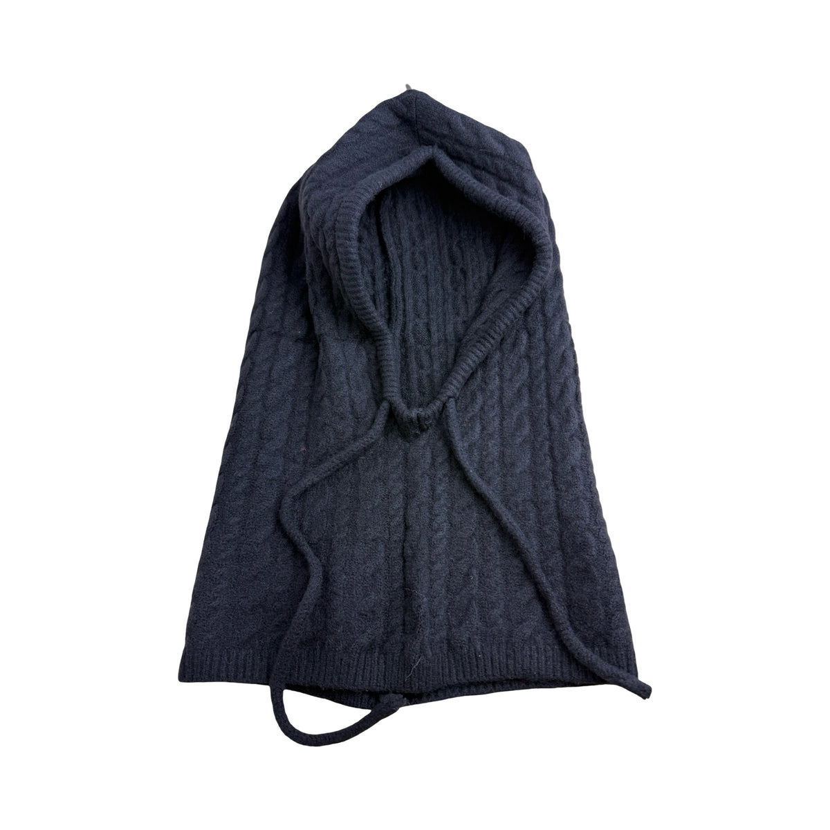 Strikket Balaclava med Snører i Sort