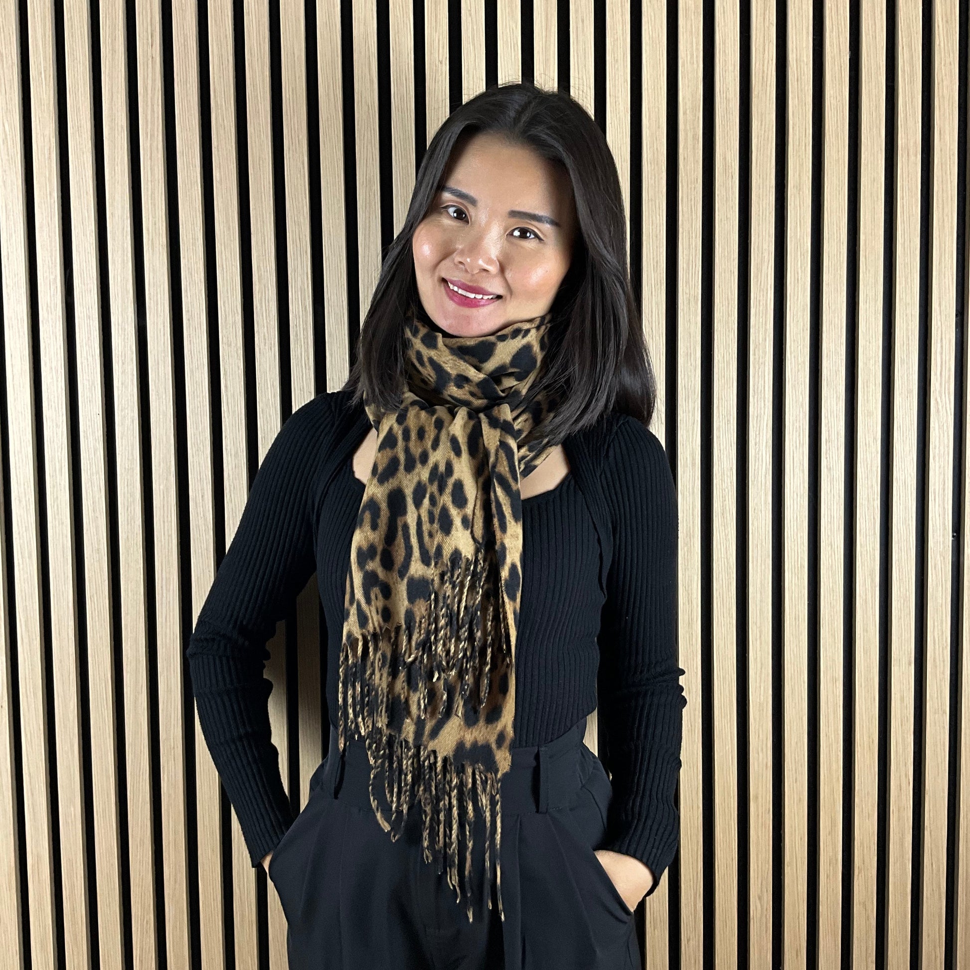 Leopard Print Halstørklæde grå| MAS SELECTION