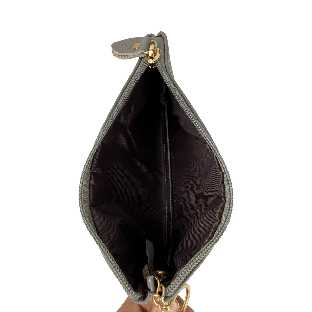 Ægte Læder Clutch i Grå
