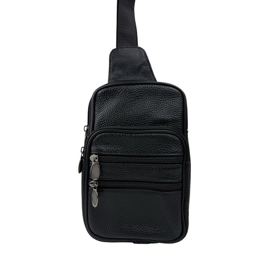 Læder Slyngetaske i Sort