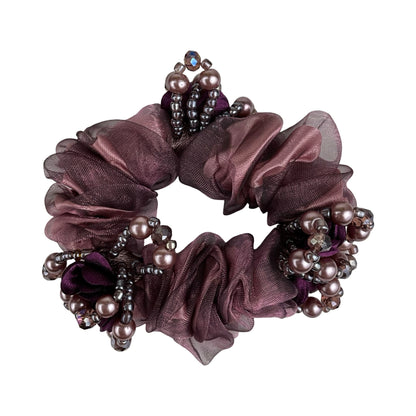 Blomster og Stendecoreret Scrunchie Lilla