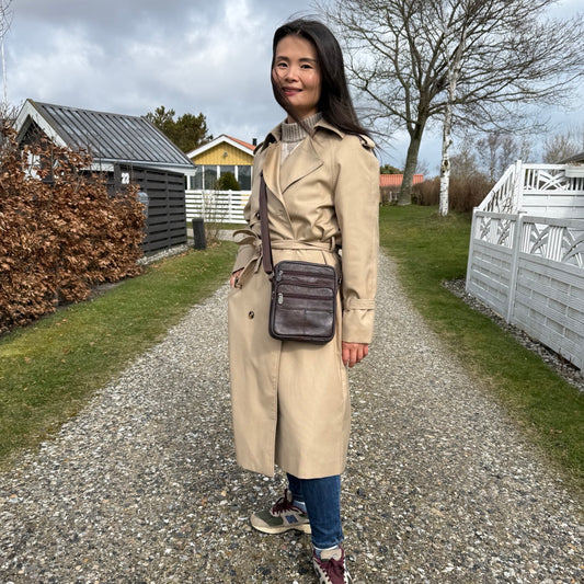 Læder Skuldertaske i Mørkebrun