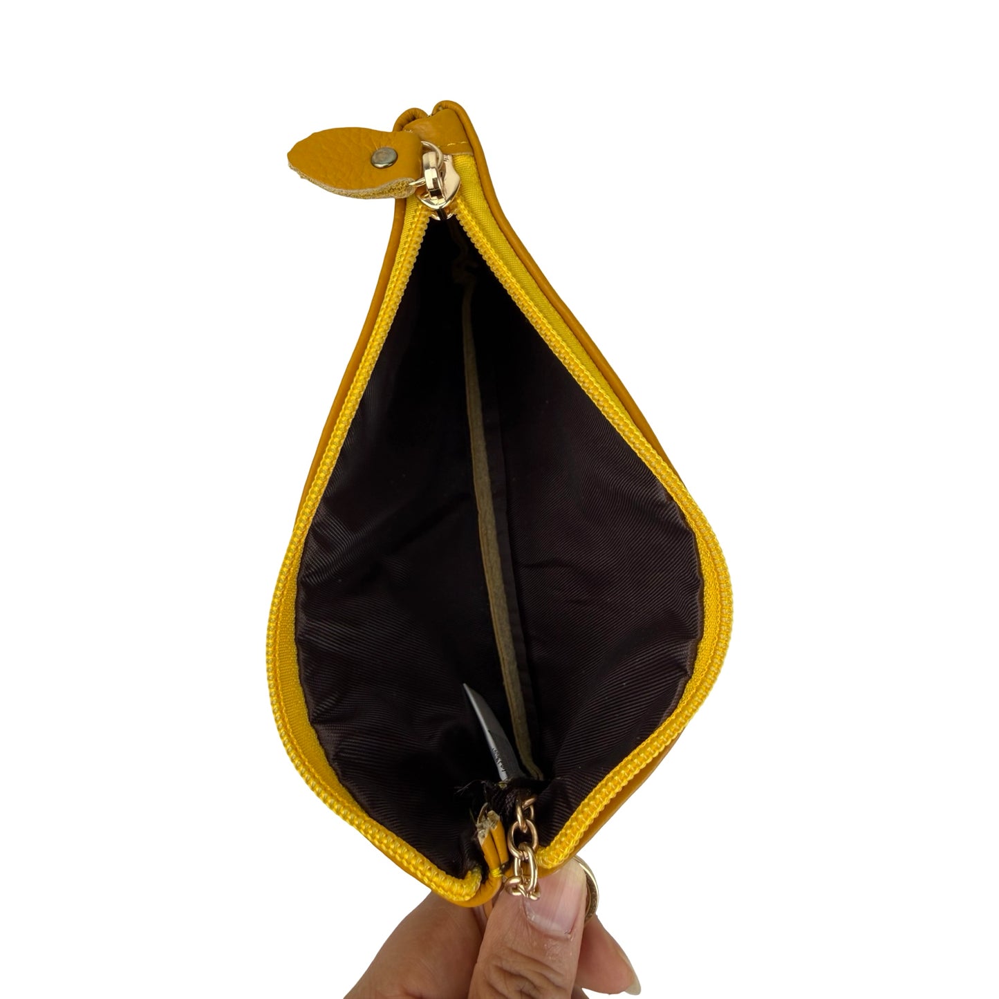 Ægte Læder Clutch i Gul