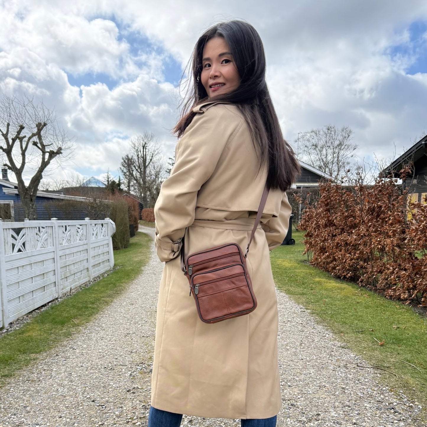 Læder Skuldertaske i Brun