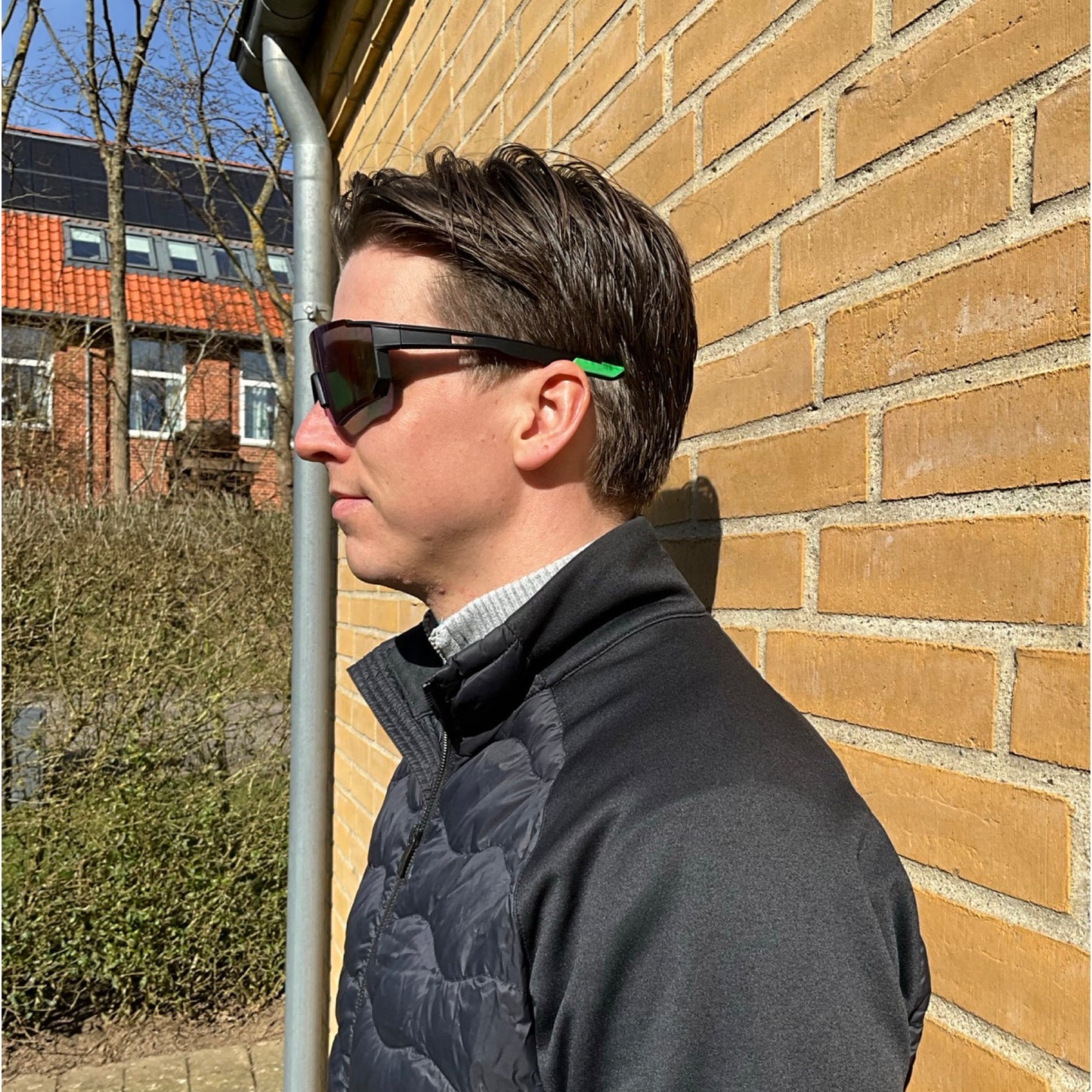 Stor Solbriller Blå Med Grøn Brillestang