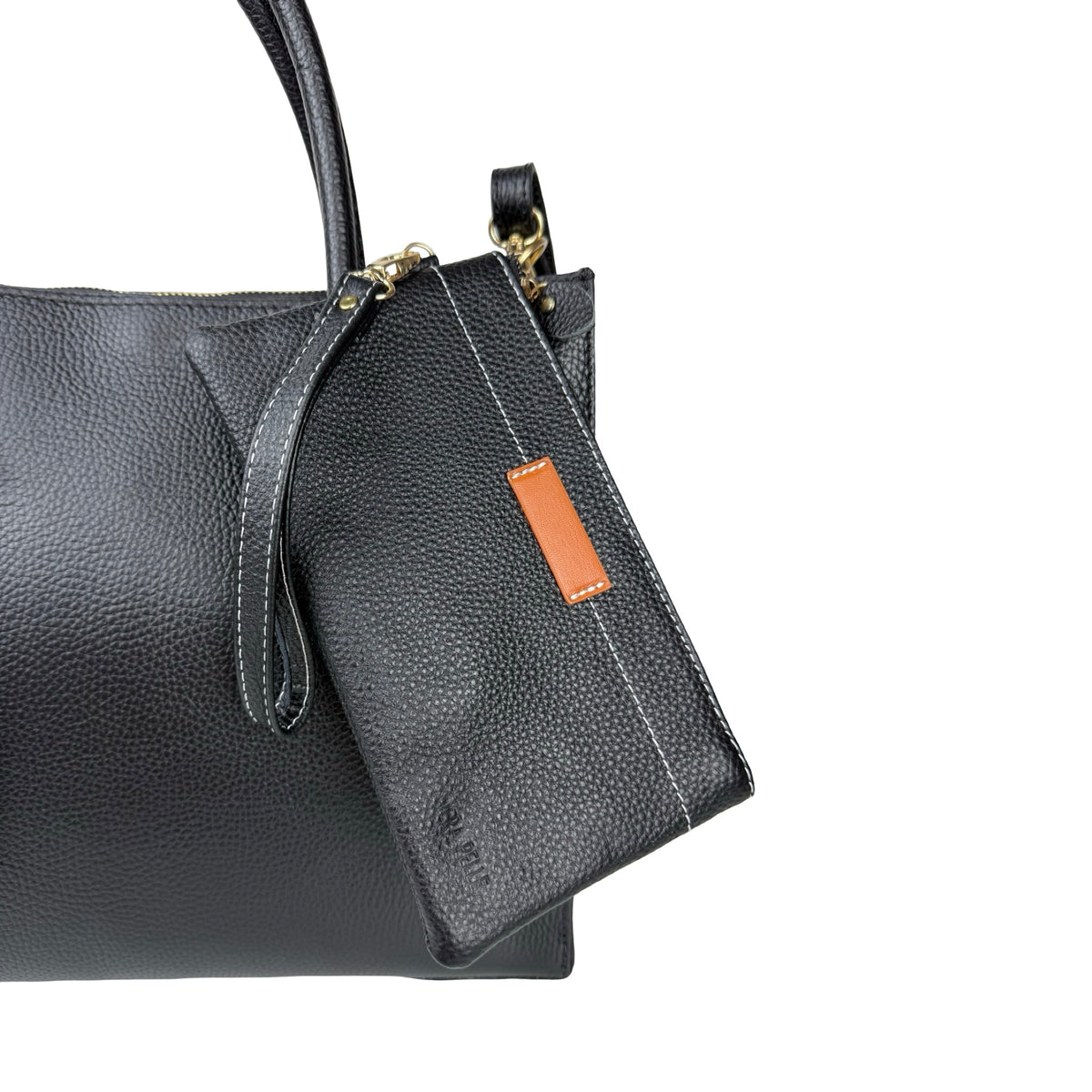 Ægte Læder Clutch i Sort