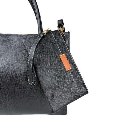 Ægte Læder Clutch i Sort