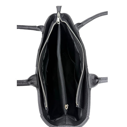 Flettet Skuldertaske i Ægte Læder Sort | MAS SELECTION