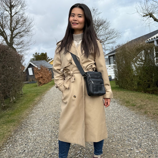 Læder Skuldertaske i Sort