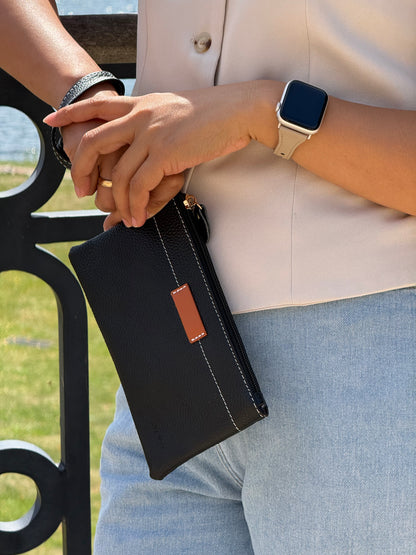 Ægte Læder Clutch i Sort