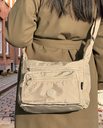 MS Klassisk Skuldertaske i Beige
