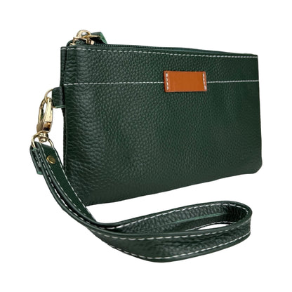Ægte Læder Clutch i Grøn