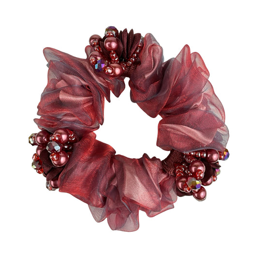 Blomster og Stendecoreret Scrunchie Rød