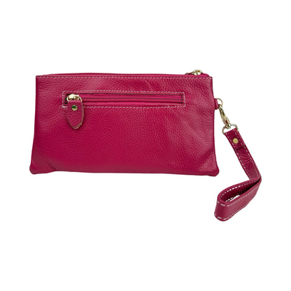 Ægte Læder Clutch i Fuchsia
