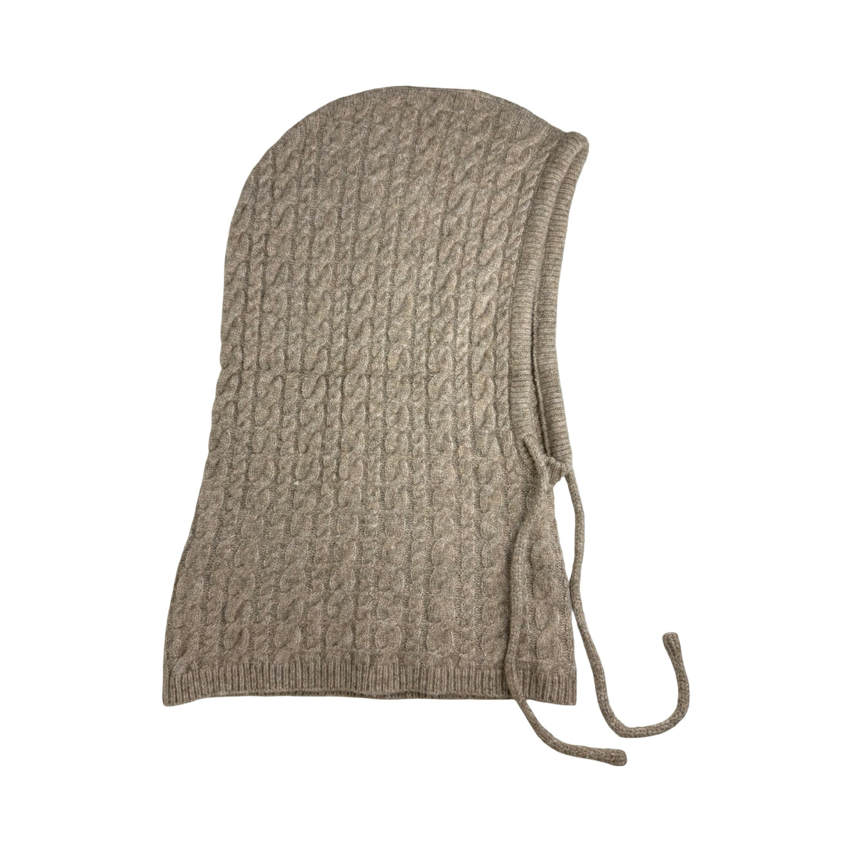 Strikket Balaclava med Snører i Beige