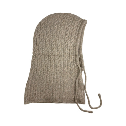 Strikket Balaclava med Snører i Beige
