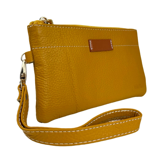 Ægte Læder Clutch i Gul