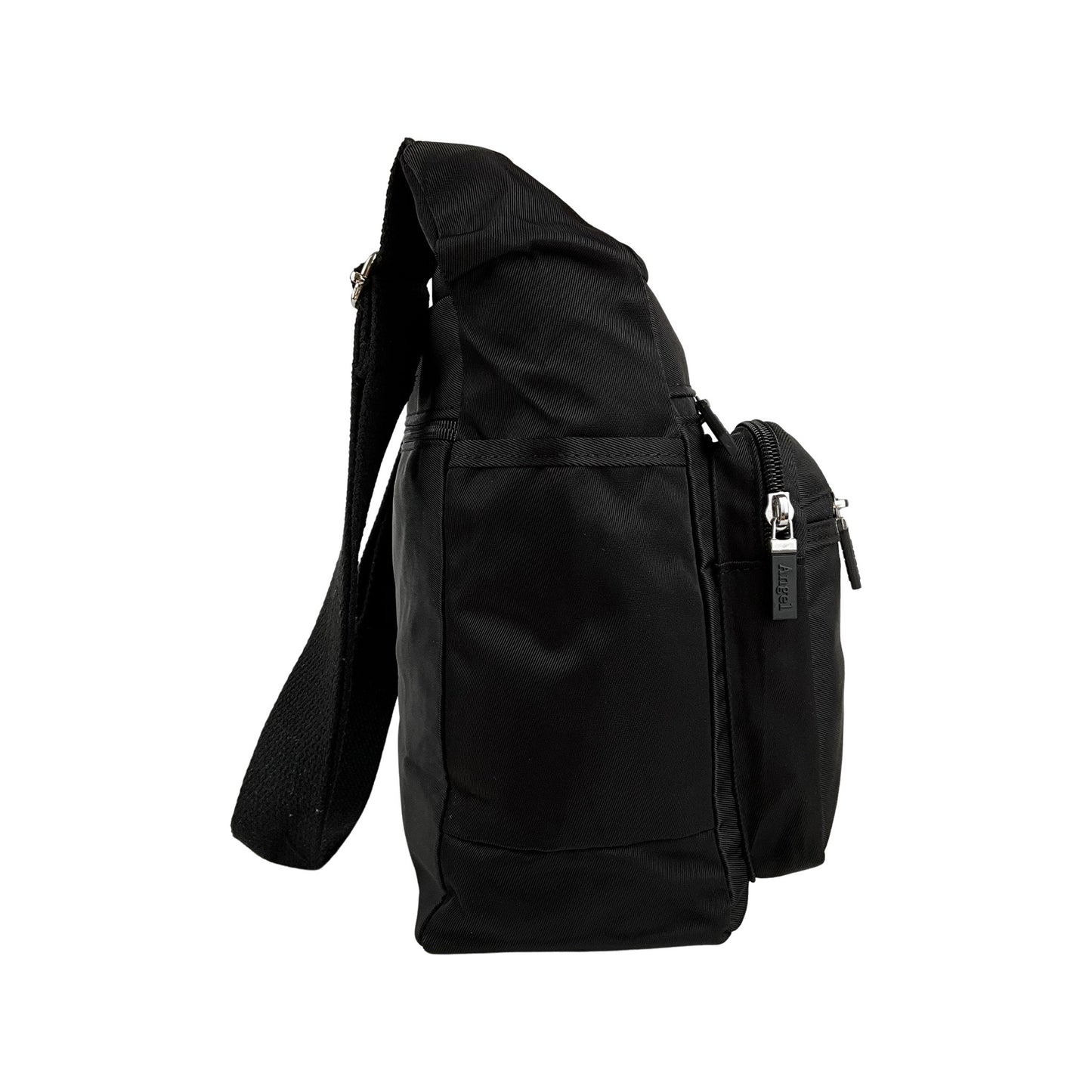 MS Klassisk Crossbody Skuldertaske i sort – sidebillede af tasken