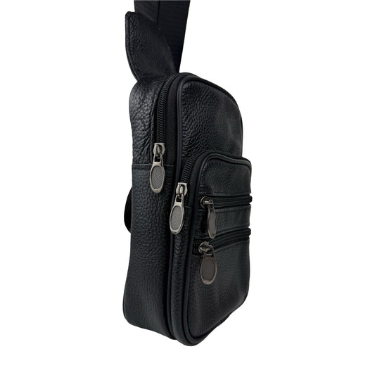 Læder Slyngetaske i Sort